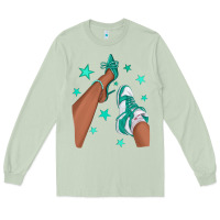 Matcha Teal Afro Girl Sneakers and Heels Long Sleeve Tee - texasbilliewilder