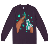 Plum Teal Afro Girl Sneakers and Heels Long Sleeve Tee - texasbilliewilder