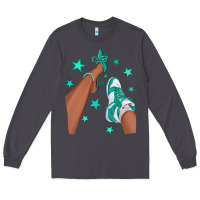 Smoke Teal Afro Girl Sneakers and Heels Long Sleeve Tee - texasbilliewilder