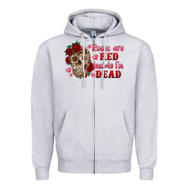 Roses Are Red Inside I'm Dead Skull Zipper Hoodie by RanaPortraitStore | Teevron