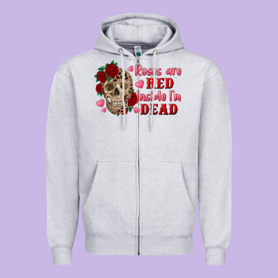 Roses Are Red Inside I'm Dead Skull Zipper Hoodie Designed By Ranaportraitstore
