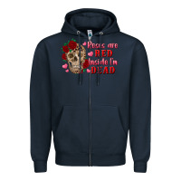Navy roses are red inside i'm dead Skull Zipper Hoodie - RanaPortraitStore