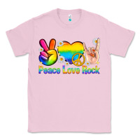 Bubblegum Pink peace love rock pride Classic Tee - texasbilliewilder