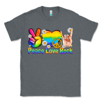 Charcoal Heather peace love rock pride Classic Tee - texasbilliewilder