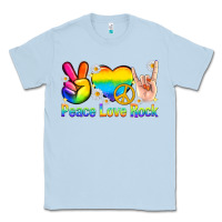 Dusty Blue peace love rock pride Classic Tee - texasbilliewilder