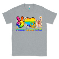 Heather Grey peace love rock pride Classic Tee - texasbilliewilder