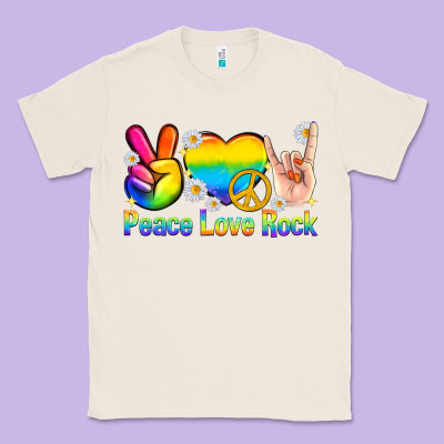 Classic Tee peace love rock pride