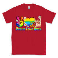 Red peace love rock pride Classic Tee - texasbilliewilder