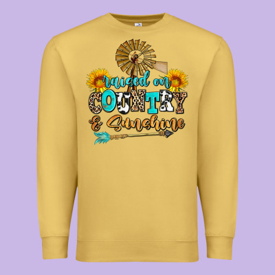 Raised On Country And Sunshine Premium Sweatshirt Designed By Adodesignshop