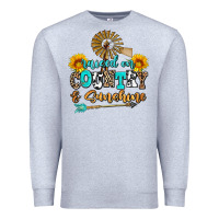 Heather Grey raised on country and sunshine Premium Sweatshirt - AdoDesignShop