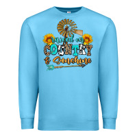 Ocean Blue raised on country and sunshine Premium Sweatshirt - AdoDesignShop