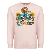 Pale Pink raised on country and sunshine Premium Sweatshirt - AdoDesignShop
