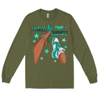 Army Green Teal I Have Two Moods Afro Girl Sneakers Long Sleeve Tee - texasbilliewilder