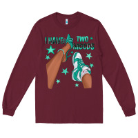Burgundy Teal I Have Two Moods Afro Girl Sneakers Long Sleeve Tee - texasbilliewilder