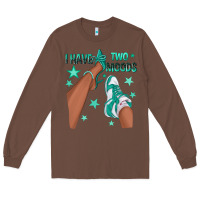 Chestnut Teal I Have Two Moods Afro Girl Sneakers Long Sleeve Tee - texasbilliewilder