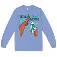 Colony Blue Teal I Have Two Moods Afro Girl Sneakers Long Sleeve Tee - texasbilliewilder