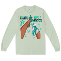 Matcha Teal I Have Two Moods Afro Girl Sneakers Long Sleeve Tee - texasbilliewilder