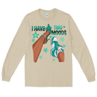 Mushroom Teal I Have Two Moods Afro Girl Sneakers Long Sleeve Tee - texasbilliewilder