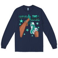 Navy Teal I Have Two Moods Afro Girl Sneakers Long Sleeve Tee - texasbilliewilder
