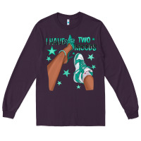 Plum Teal I Have Two Moods Afro Girl Sneakers Long Sleeve Tee - texasbilliewilder