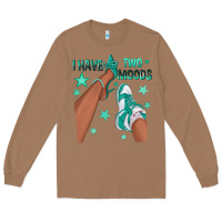 Toasted Coconut Teal I Have Two Moods Afro Girl Sneakers Long Sleeve Tee - texasbilliewilder