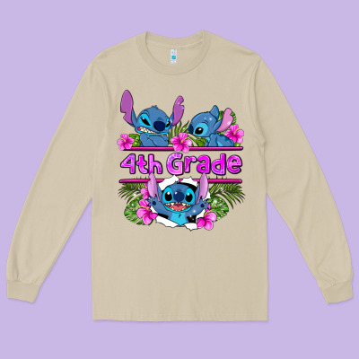 Preview Flower Stitch  4th Grade Long Sleeve Tee Designed By Adodesignshop