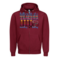 Burgundy battery life of a teacher Zipper Hoodie - texasbilliewilder