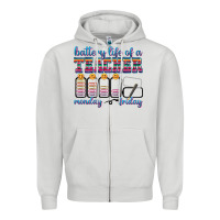 Dove Grey battery life of a teacher Zipper Hoodie - texasbilliewilder