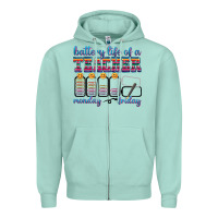 Seafoam battery life of a teacher Zipper Hoodie - texasbilliewilder