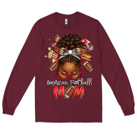 Burgundy american football mom red and silver afro messy bu Long Sleeve Tee - texasbilliewilder
