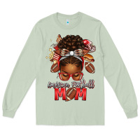 American Football Mom Red And Silver Afro Messy Bu Long Sleeve Tee | Teevron