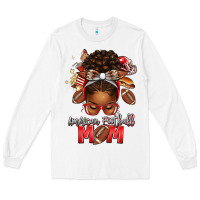 White american football mom red and silver afro messy bu Long Sleeve Tee - texasbilliewilder