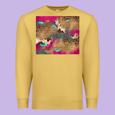 Pink Glitter Leopard Sunflower Gemstone Premium Sweatshirt Designed By Jahusdesignshop