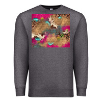 Charcoal Heather pink glitter leopard sunflower gemstone Premium Sweatshirt - JahusDesignShop