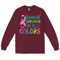 Burgundy cancer survivor in all colors Long Sleeve Tee - texasbilliewilder