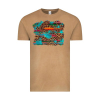 Western Serape Leopard Bull Skull Turquoise  Background Vintage Tee | Teevron