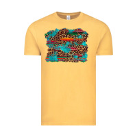 Vintage Mustard western serape leopard bull skull turquoise  background Vintage Tee - Artiststas