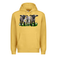 Antique Gold baby sheeps with daisies Premium Hoodie - LillyAllenDesigns