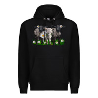 Black baby sheeps with daisies Premium Hoodie - LillyAllenDesigns