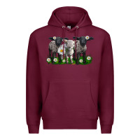 Burgundy baby sheeps with daisies Premium Hoodie - LillyAllenDesigns