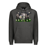 Charcoal Heather baby sheeps with daisies Premium Hoodie - LillyAllenDesigns