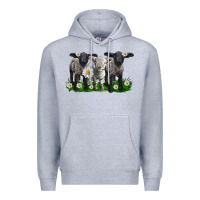 Heather Grey baby sheeps with daisies Premium Hoodie - LillyAllenDesigns