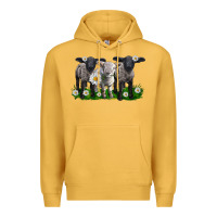 Mustard baby sheeps with daisies Premium Hoodie - LillyAllenDesigns