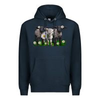Navy baby sheeps with daisies Premium Hoodie - LillyAllenDesigns