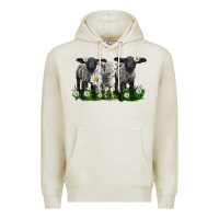Oatmeal Heather baby sheeps with daisies Premium Hoodie - LillyAllenDesigns