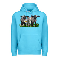 Ocean Blue baby sheeps with daisies Premium Hoodie - LillyAllenDesigns