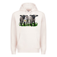 Pale Pink baby sheeps with daisies Premium Hoodie - LillyAllenDesigns