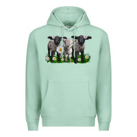 Seafoam baby sheeps with daisies Premium Hoodie - LillyAllenDesigns