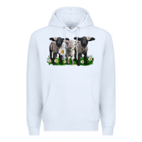 White baby sheeps with daisies Premium Hoodie - LillyAllenDesigns