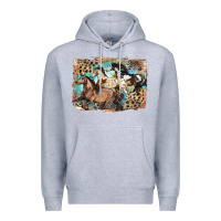 Heather Grey 3 western horses running free Premium Hoodie - LillyAllenDesigns